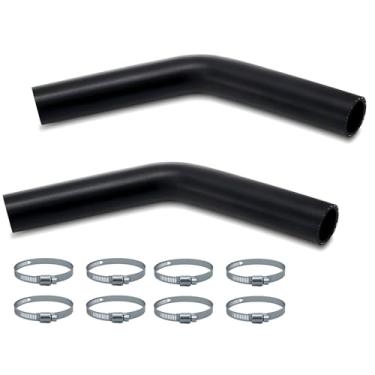 Imagem de (Pacote com 2) Mangueira de pescoço de enchimento de combustível de gasolina de 5,7 cm ID com 4 braçadeiras - Substituição da mangueira do tanque de gás de 38 cm de comprimento (45 graus, 6 cm ID)