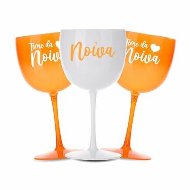 Imagem de Kit 15 Taças Gin Vodka 580ml Acrílica - Personalizadas Chá de lingerie despedida de solteira madrinhas Bride Noiva - Aloha (Taça Laranja - Noiva)
