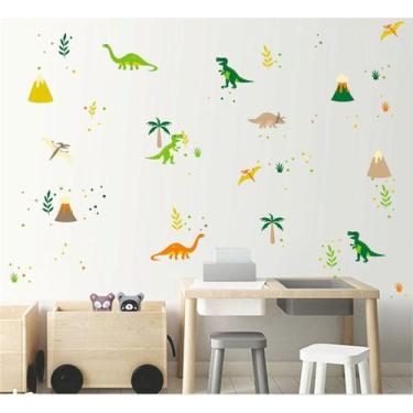 Imagem de Adesivo de Parede Infantil Dinossauros Coloridos e Divertidos - no-bra