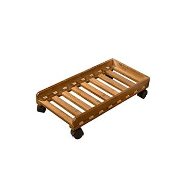 Imagem de Suporte de PC Suporte de CPU Suporte de base de host de mesa com suporte de roda de madeira Palete Suporte de PC adequado para a maioria dos PCs (tamanho: latão)