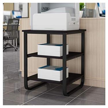 Imagem de Suporte de impressão de 3 camadas para impressora de chão com moldura fixa de metal para escritório, máquina de fax, mesa de fax, prateleira de scanner para família, cabeceira, telefone, mesa