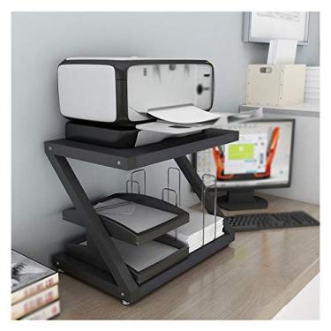 Imagem de SUNESA Suporte de impressão em forma de Z para impressora de mesa com moldura fixa de metal para escritório, multifuncional, máquina de fax, escâner, prateleira, 2 camadas, armazenamento de arquivos