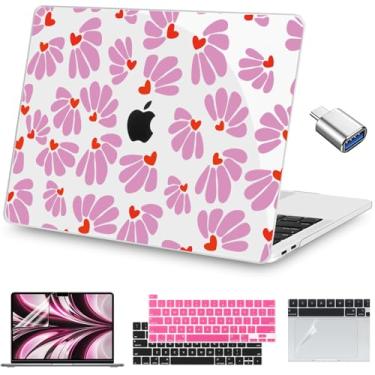 Imagem de Teryeefi Capa rígida para MacBook Pro 13 2022 2021 2020-2016 versão A2338 M2/M1 A2251 A2289 A2159 A1989 A1706, capa rígida para laptop com capa de teclado e filme trackpad e adaptador tipo C, Pretty