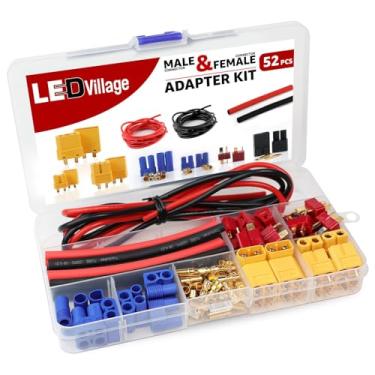 Imagem de Ledvillage 52 peças T-Plug / XT60 / EC3 Macho e Fêmea Kit de Conectores Adaptador de Plugue 14 AWG Fio de Silicone e Tubo Termorretrátil para RC Lipo Acessórios de Bateria Motor ESC