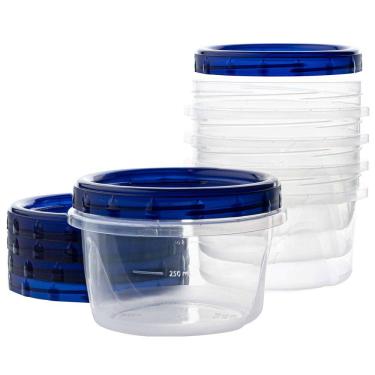 Imagem de Deli Containers PLASTICPRO 480 ml (16 onças) transparentes com tampa azul x5