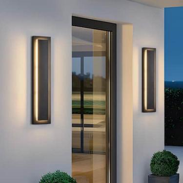 Imagem de Arandela de parede externa Tewei 60 cm LED Warm White 120V, pacote com
