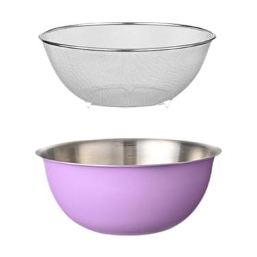 Imagem de FytStycale 2 peças de escorredor de macarrão, arroz, lavador, frutas, vegetais, cesto de lavagem, aço inoxidável 304, tigela de escorredor microporosa para arroz, 26cm