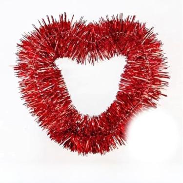 Imagem de Kit 5 Festão De Natal Decoração Árvore De Natal 10cm * 2m Dourado Prata Verde Azul Vermelho Brilhante (Kit 5 Vermelho)