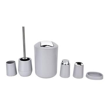 Imagem de Grcfumo Kit de lata de lixo para escova de dentes, 6 peças, galvanização, conjuntos de acessórios para banheiro doméstico (Cinza)
