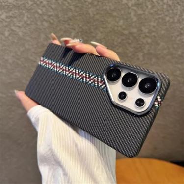 Imagem de Capa magnética de fibra de carbono para Samsung S24 S25 Ultra S23 Plus com carregamento sem fio, H, para Galaxy S25 Ultra