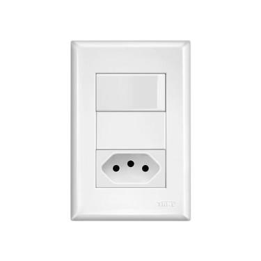 Imagem de Interruptor Paralelo e Tomada 2P+T 10A Fame Evidence com Placa 4x2 Bra