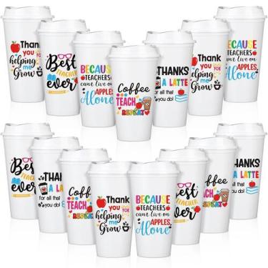 Imagem de Xícara de café Pickmesh Teacher, reutilizável, 480 ml, pacote com 12 u