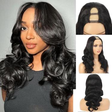 Imagem de Peruca de cabelo humano U Part Beautkol Body Wave 40cm 180% de densida