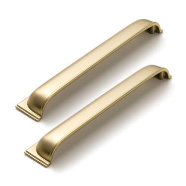 Imagem de Goo-Ki Pacote com 6 puxadores de taça de bronze champanhe para armário de liga de zinco utensílios de cozinha, alças de gaveta com orifício central de 19 cm