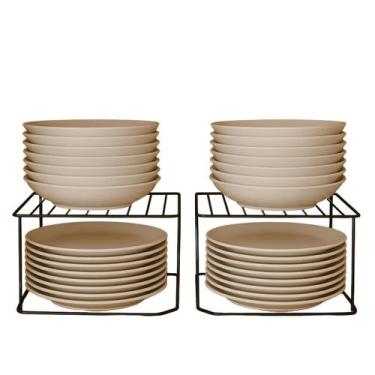Imagem de Kit 2 Organizador Pratos Armário Cozinha Suporte 2 Níveis - Bella Deco