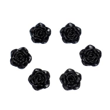 Imagem de Kit C/6 Miçangas em Resina Flor Rosa Negra 2 cm
