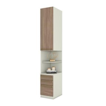 Imagem de Mesa de Cabeceira Modulada 2 Portas 3 Gav Areia/Jequitibá - Henn