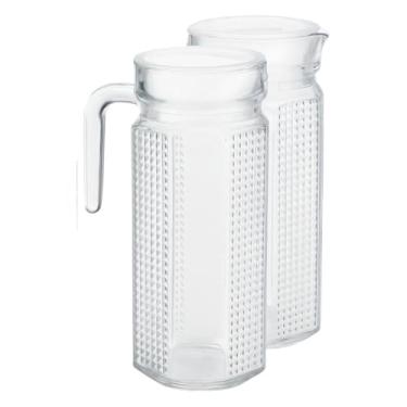 Imagem de Jarras De Vidro 1 Litro Jarra Para Suco Água Vidro Resistente Transparente com Tampa(1)