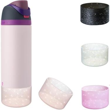 Imagem de Bota de silicone com glitter para garrafa Owala de 680 g, acessórios de manga antiderrapante para botas de garrafa de água de aço inoxidável Owala FreeSip (ouro de quartzo rosa com glitter, serve para