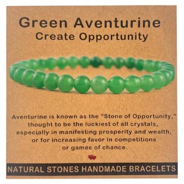 Imagem de Pulseira feminina de pedra preciosa de 6 mm feita à mão - joia de cristal de energia positiva e cura para alívio da ansiedade, equilíbrio de chakras, meditação. Presente significativo para ela, mãe