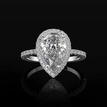 Imagem de Anéis de noivado de cobre banhado a ouro branco com gota branca elegante de zircônia cúbica alianças de noivado alianças de compromisso para festas noturnas, presentes de dia dos namorados, alianças