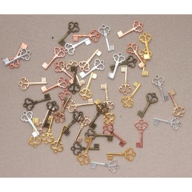 Imagem de 50 peças de mini pingentes de chaveiros para kit de fabricação de joias DIY - Colar, pulseira, chaveiro, corrente, brinco, decoração de festa, one size, Metal, Sem Pedra Preciosa