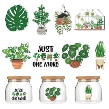 Imagem de 8 adesivos de plantas verdes padrão folhas tropicais UV DTF adesivo para caneca garrafa de água de vidro, artesanato DIY para notebook, laptop, carro, decalque de transferência impermeável (estufa)