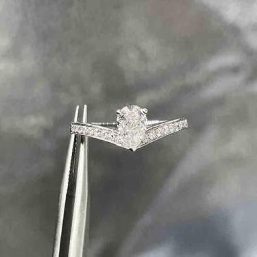 Imagem de Anéis de noivado de zircônia cúbica de lágrima branca banhada a ouro branco, alianças de compromisso, festas noturnas, presentes de dia dos namorados, alianças de eternidade para mulheres, 7, Cobre