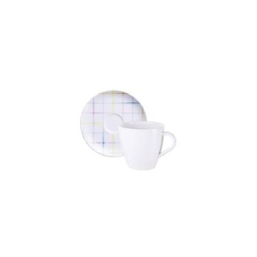 Imagem de Conjunto Xícara E Pires De Chá Tramontina Sweet Color Em Porcelana Decorada 200 Ml 2 Pi...