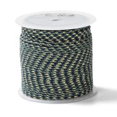 Imagem de Cordão de algodão trançado de 21,5 metros de 1,5 mm, étnico, boêmio, colorido, metálico, miçangas, barbante de corda para artesanato, pulseira da amizade, joias, pendurar na parede, nó azul escuro