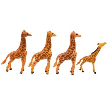 Imagem de Conjunto de figuras de girafa em miniatura de 7,6 cm, mini safári, animais selvagens da selva, topos de bolo de resina, para decoração de casa, terrário, musgo, suculenta, lansacpe, festa de