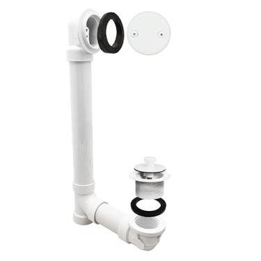 Imagem de Westbrass Pull & Drain Sch. 40 resíduos de banheiro de PVC com cotovelo de dois furos, revestimento em pó branco, D4972-50