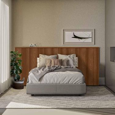 Imagem de Cabeceira Ripada Para Cama Queen 241cm Laranjeira - Freijó