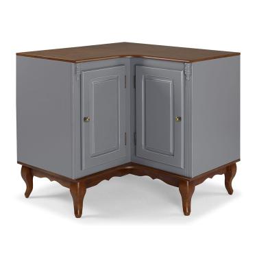 Imagem de Balcão de Canto para Cozinha com 2 Portas Laca Cinza