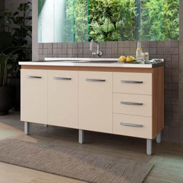 Imagem de Balcão Vinca 3 Portas 3 Gavetas Cozinha MB1 150cm - Amarena Móveis, Sa