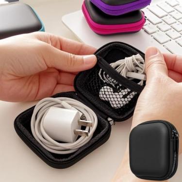 Imagem de Organizador de cabos de viagem – Estojo de transporte para acessórios eletrônicos, bolsa de armazenamento de camada dupla portátil à prova d'água para cabo, carregador, fone de ouvido