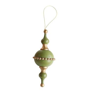 Imagem de Baoblaze Bola de Natal em formato de cabaça com gancho e cordão, decoração brilhante para pendurar em guirlandas de Natal e aniversários, Verde