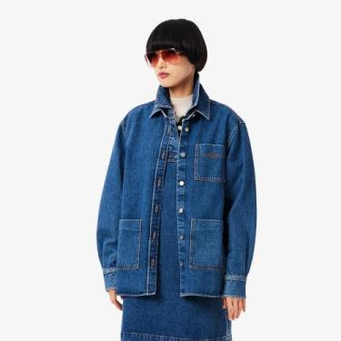 Imagem de Camisa Overshirt em Denim Oversized - LACOSTE, 36, Azul mescla