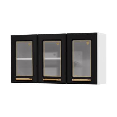 Imagem de Armário De Cozinha Aéreo De Aço Multimóveis Branco-preto