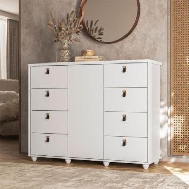 Imagem de Cômoda Larissa com 8 Gavetas Móveis Albatroz, Branco