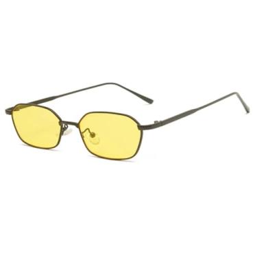 Imagem de HCPIHF Óculos de sol estilo punk com armação de metal retrô e lentes UV400 para homens e mulheres (preto e amarelo)