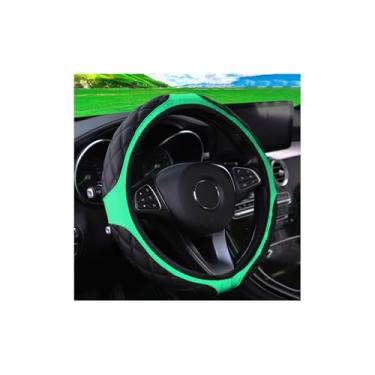 Imagem de Couslcd Capa de volante de couro de carro de 38 cm, acessórios automotivos, elástico, respirável, antiderrapante, protetor de roda macio para homens e mulheres, adequado para SUVs, caminhões, veículos