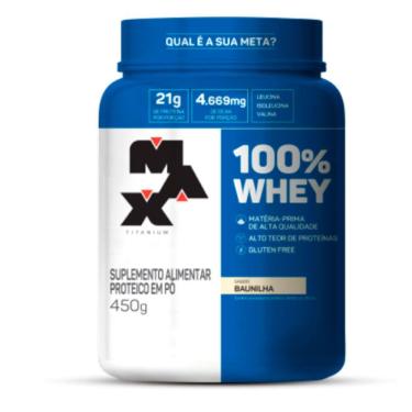 Imagem de Whey 100% Max Titanium Sabor Baunilha 450g