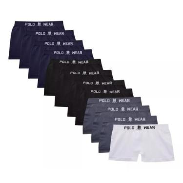 Imagem de Kit 12 Cuecas Boxer Polo Wear Infantil Menino Poliéster Sem Costura Cu