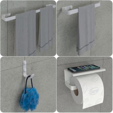 Imagem de Kit Acessórios Para Banheiro Branco 4 Peças MAX - MetalCromo