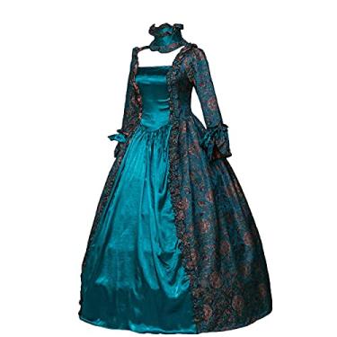 Imagem de CountryWomen Vestido de baile de máscaras longo feminino rococó do século 18, Rococó 4, Large