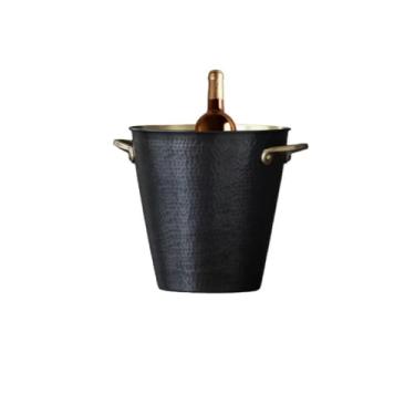 Imagem de Balde de gelo de aço inoxidável bicamada preservação do calor isolamento frio bonito KTV champanhe vinho tinto cerveja gelo bloco de gelo balde comercial (sem clipe de gelo, G)