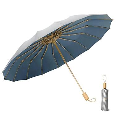 Imagem de Guarda-Chuva Compacto Sun/Rain, Upf 50 Uv Ion 16 Costelas de Fibra de Vidro Guarda-Chuva Dobrável Super À Prova de Vento, Guarda-Chuva Uv Para Viagem Com Bloqueio Solar Para Golfe
