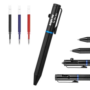 Imagem de Origin-Joy Mini caneta tática EDC Bolt Action, ponta retrátil de aço de tungstênio, compatível com refil esferográfica e gel (preto)