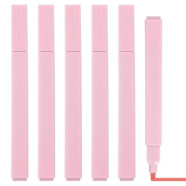 Imagem de PATIKIL Marcador estético, pacote com 6 canetas marcadoras de ponta larga à base de água, marcadores quadrados, materiais de estudo para escritório, diário, uso doméstico, rosa coral